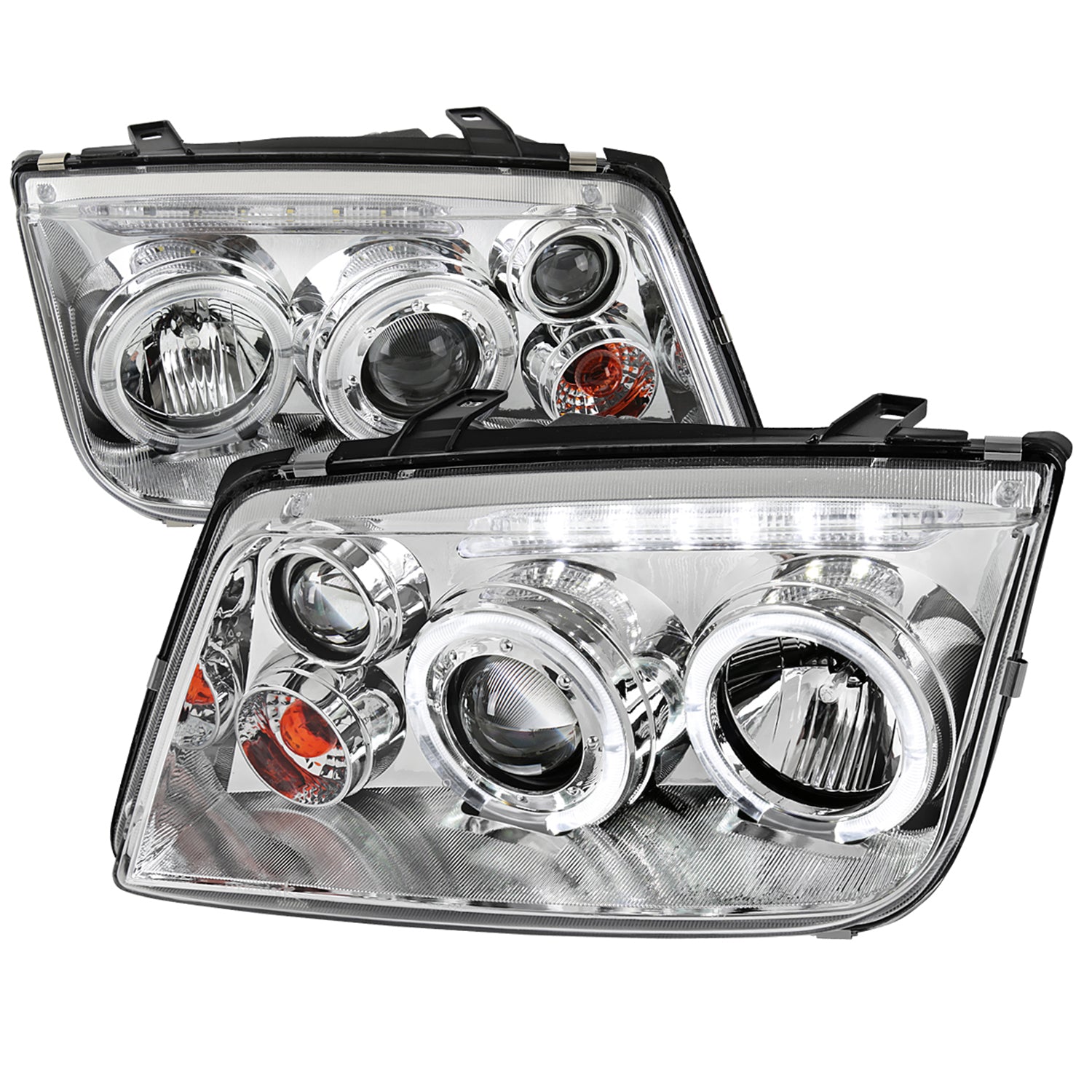 1999-2005 VW Jetta/Bora Mk4 Dual Halo Projector Headlights LED Light Chrome