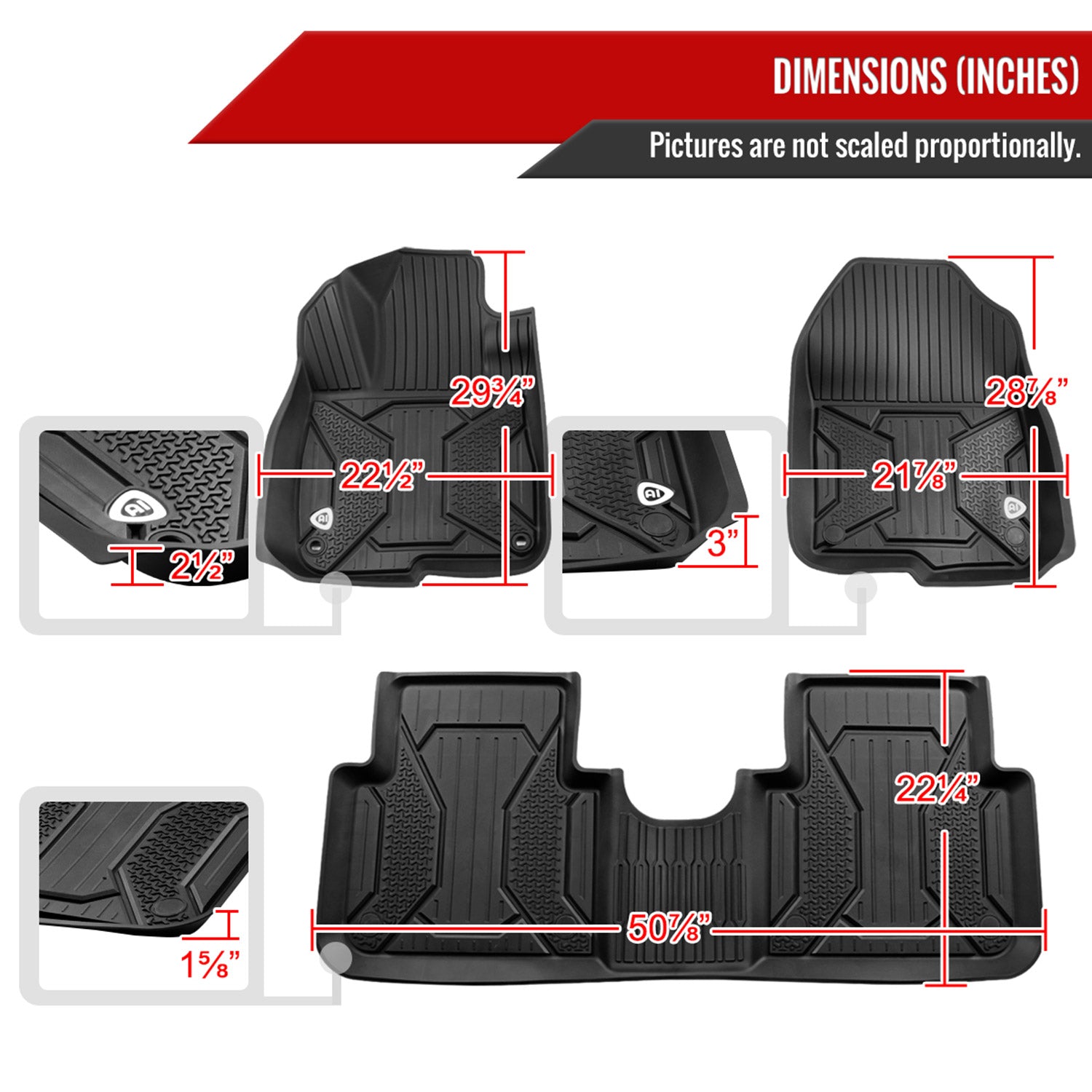 2017-2022 Honda CR-V Floor Mats Liner 3Pcs All Weather TPE