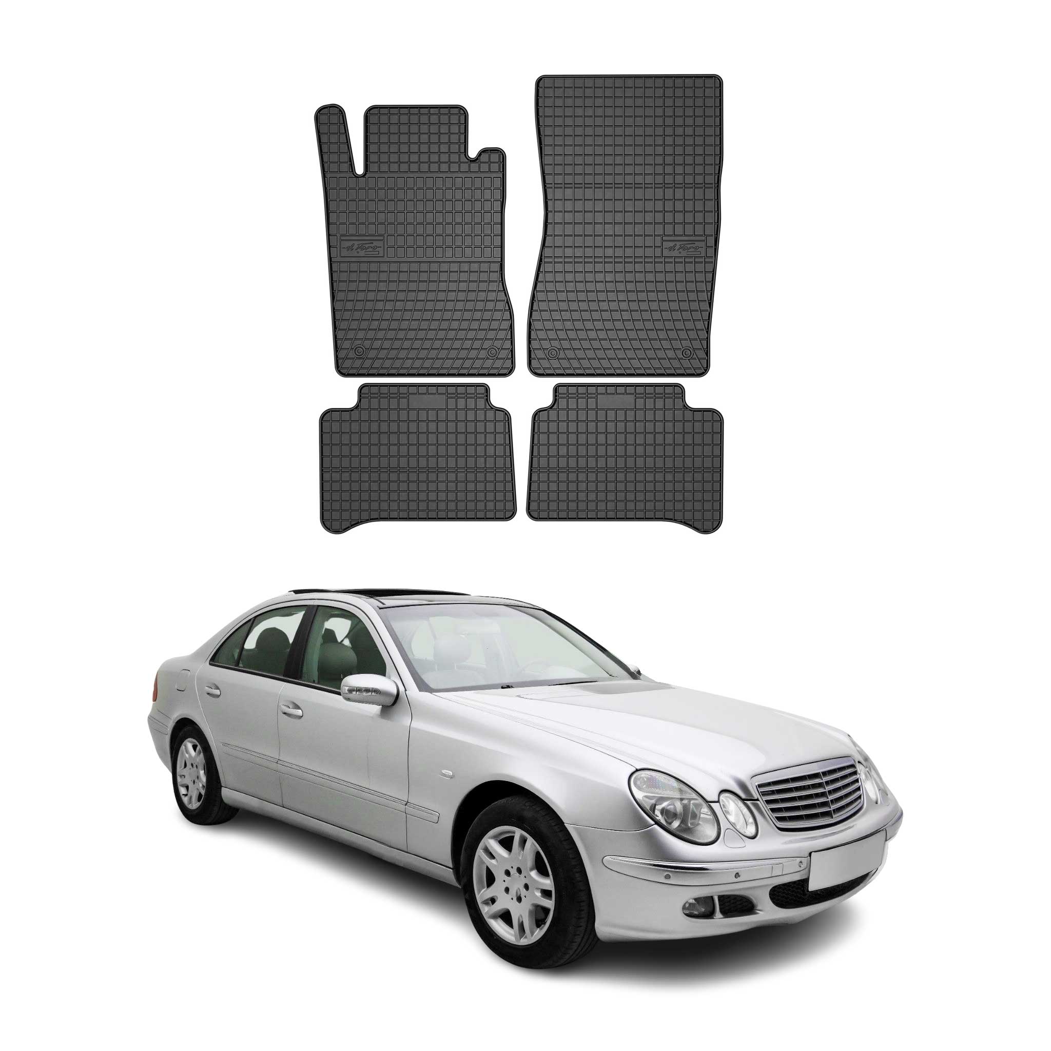 2004-2009 Mercedes E Class W211 Sedan Floor Mats Liners Full Set All Weather Rubber Black