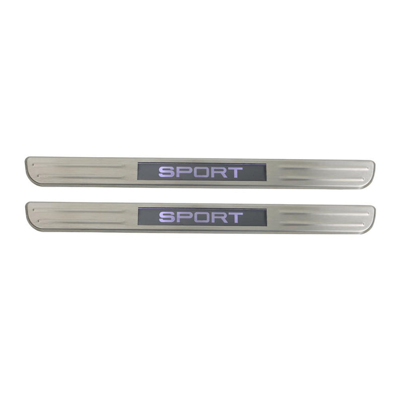 Chevrolet Corvette Door Sill Scuff Plate Illuminated Sport Steel Silver 2 Pcs