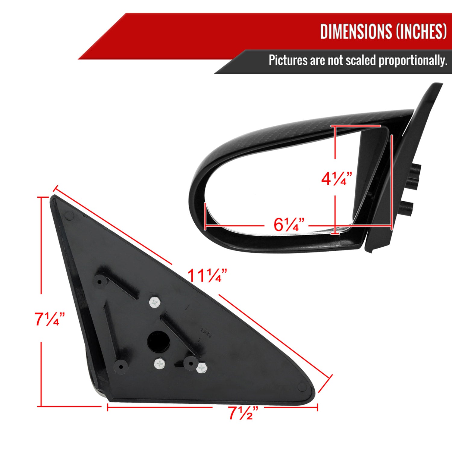 1992-1995 Honda Civic Carbon Fiber Shell Manual Adjustable Spoon Mirrors