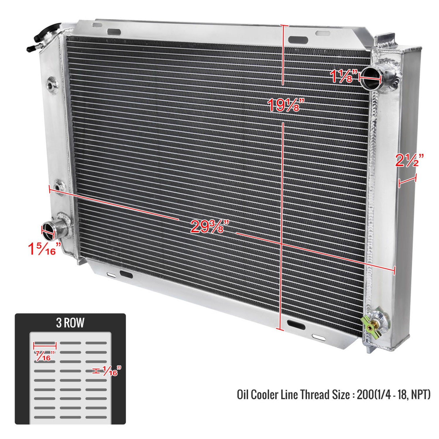 1979-1993 Ford Mustang Aluminum 3-Row Performance Radiator