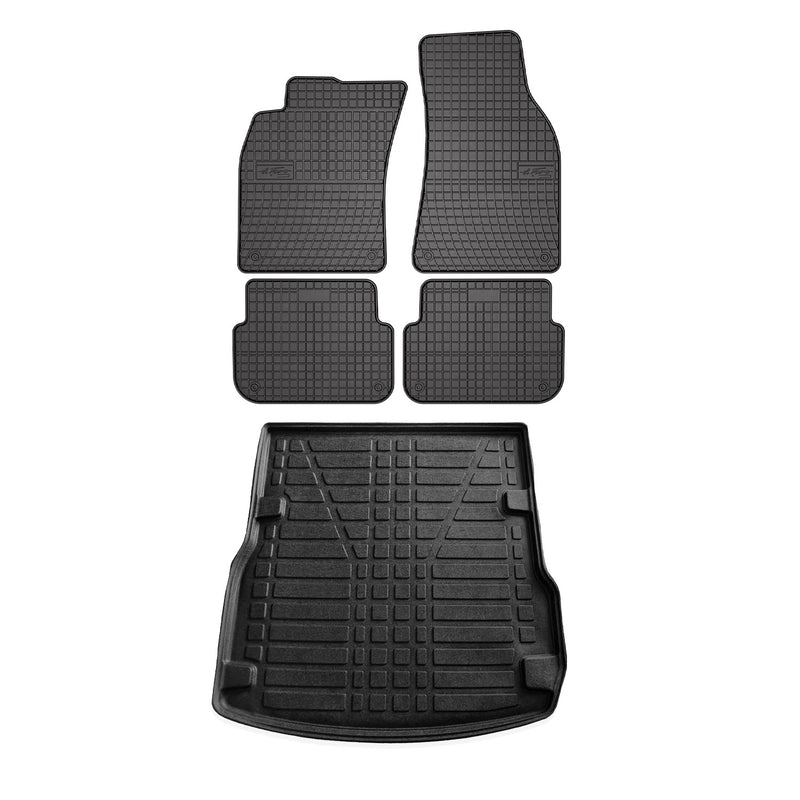 Floor Mats Cargo Liner Set for Audi A6 Avant Allroad 2006-2011 Black