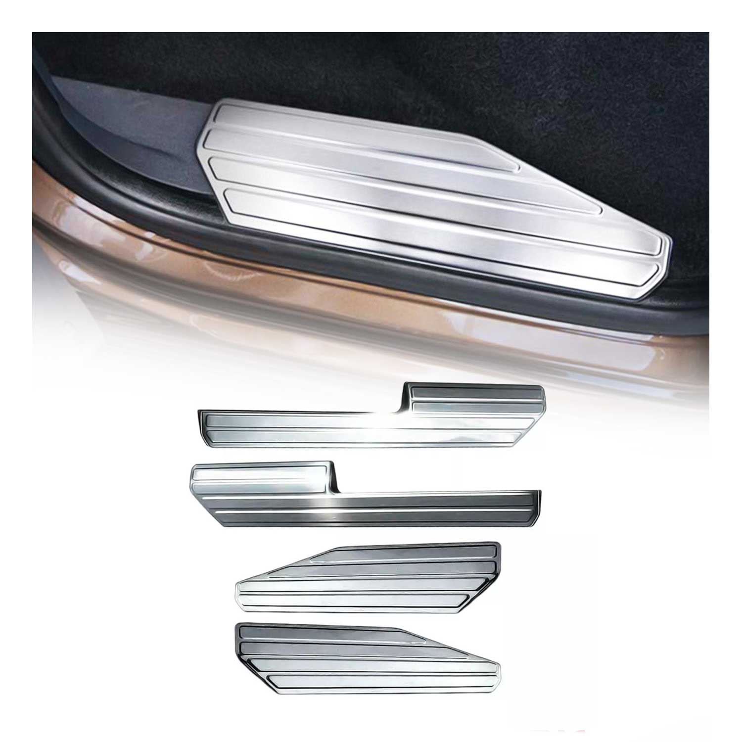 2010-2020 VW Amarok Door Sill Scuff Plate Scratch Protector Stainless Steel 4 Pcs