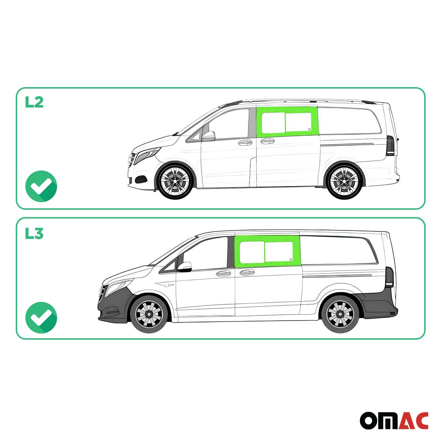2016-2024 Mercedes Metris L2 L3 Sliding Window Glass Front Left Side Black