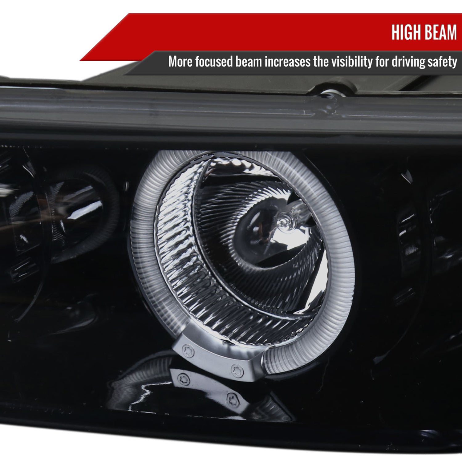 1997-2003 Pontiac Grand Prix Dual Halo Projector Headlights Glossy Black/Smoke