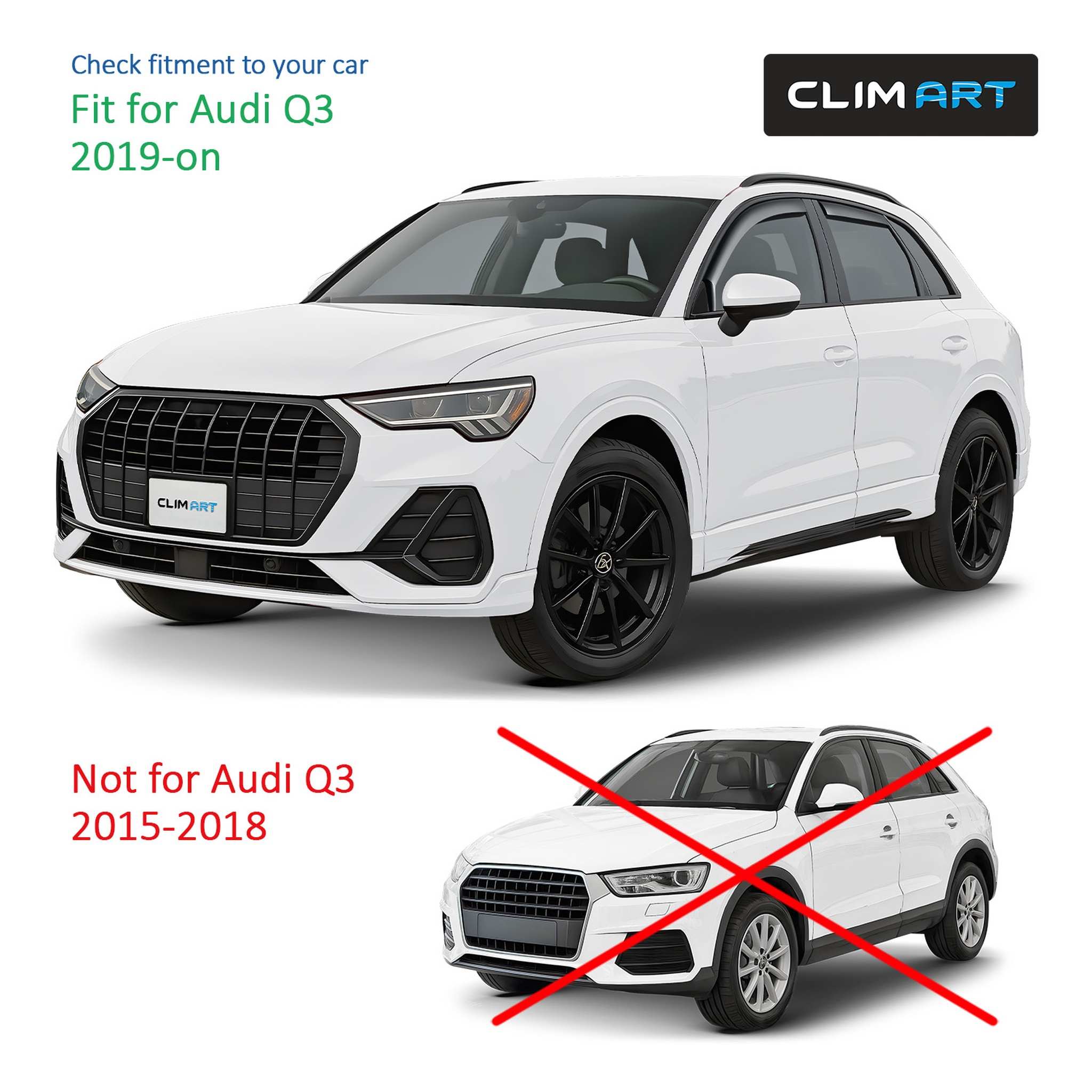 Clim Art Wind Deflectors for Audi Q3 2019-2026 In-channel Dark Smoke 4Pcs