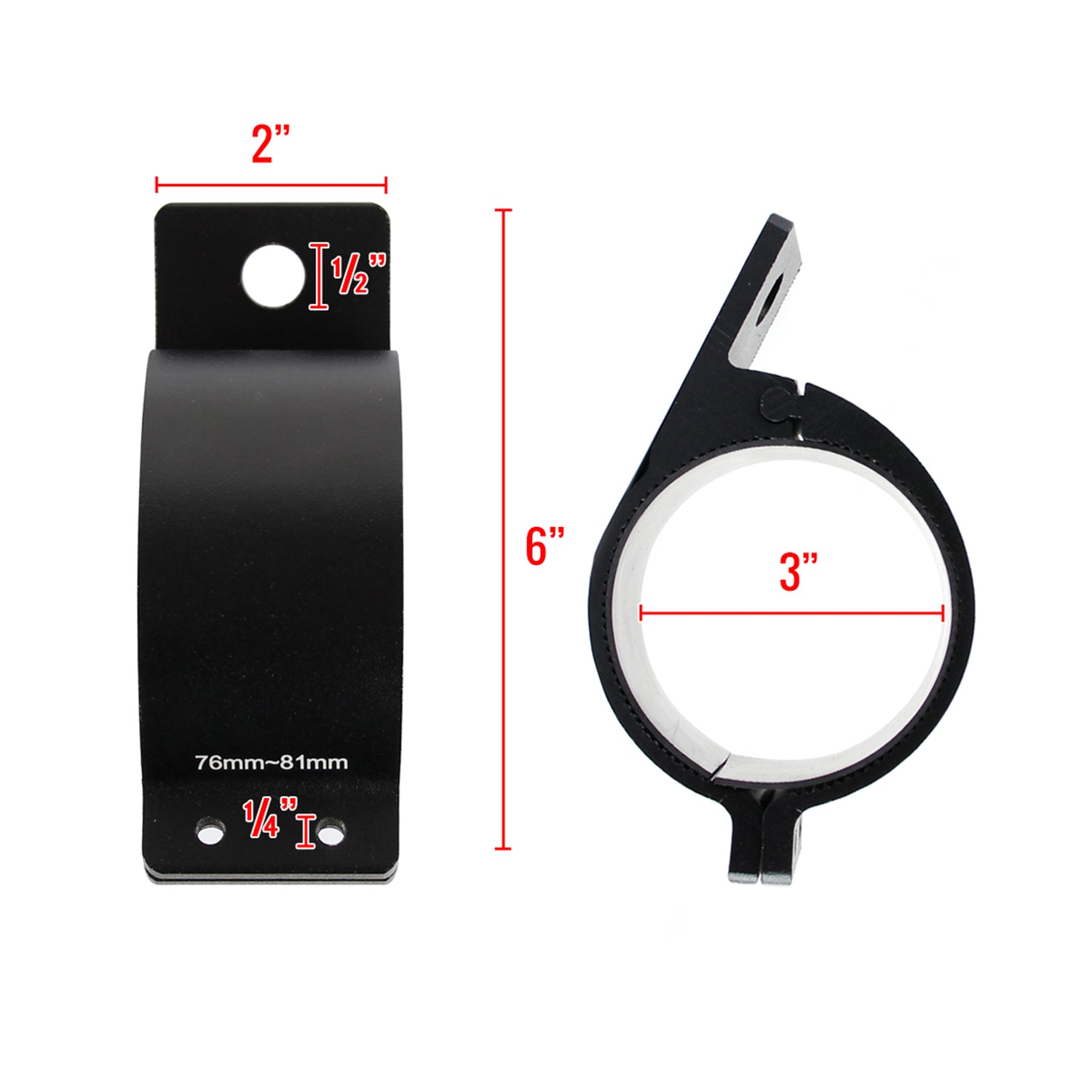 Universal 3" Aluminum Light Mounting Brackets Black