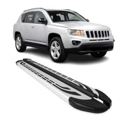 2011-2016 Jeep Compass Running Boards Side Steps Silver