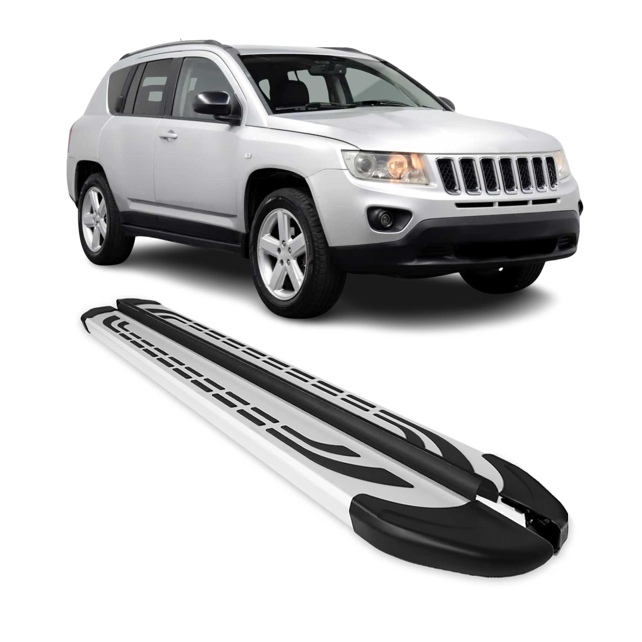 2011-2016 Jeep Compass Running Boards Side Steps Silver