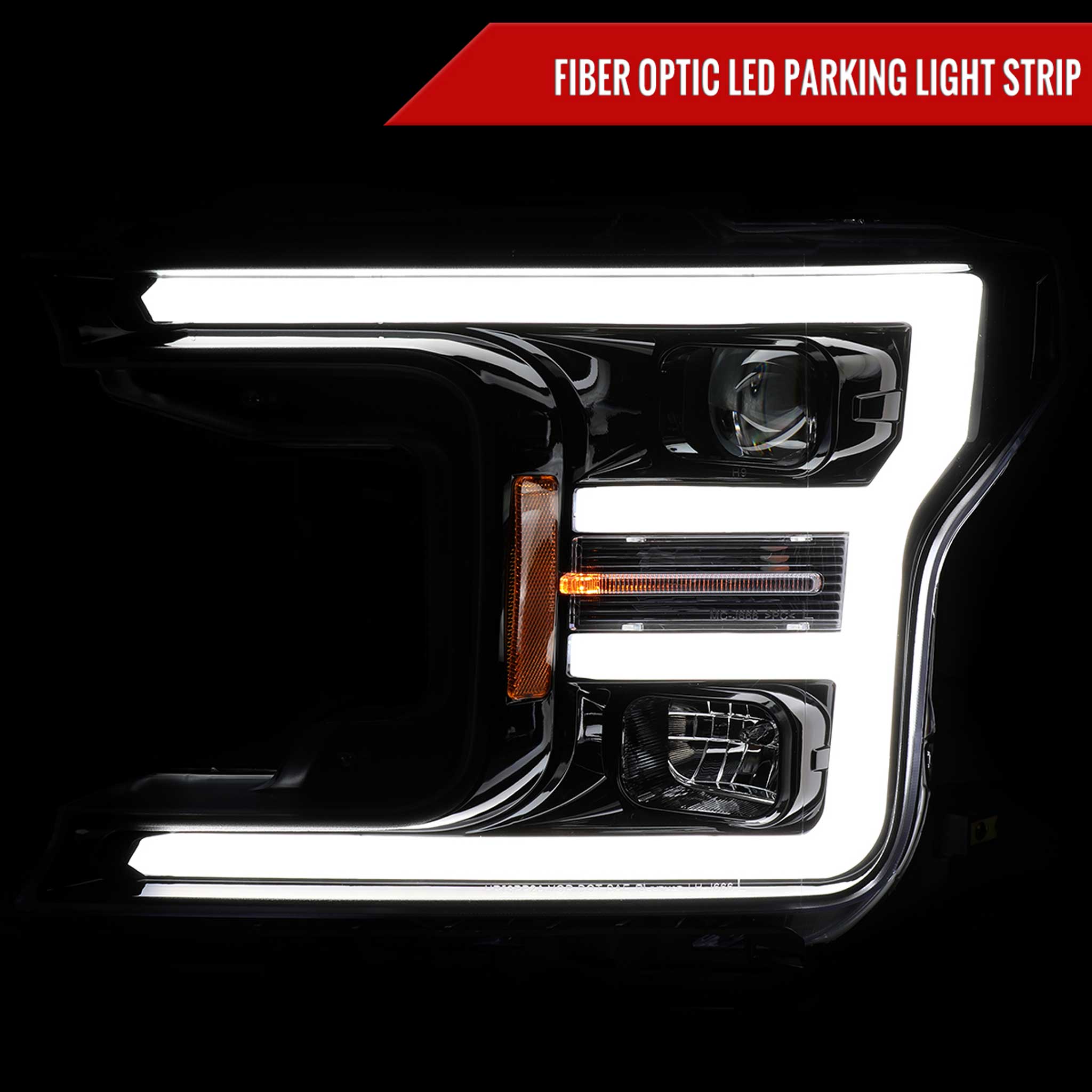 For Ford F-150 2018-2020 LED C Bar Projector Headlights Black Housing Smoked Lens