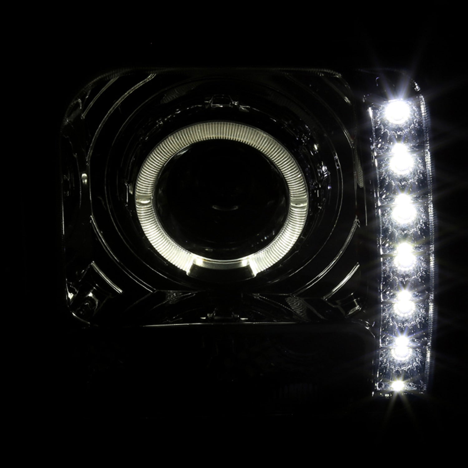 1997-2001 Jeep Cherokee Halo Projector Headlights SMD LED Light Chrome/Smoke