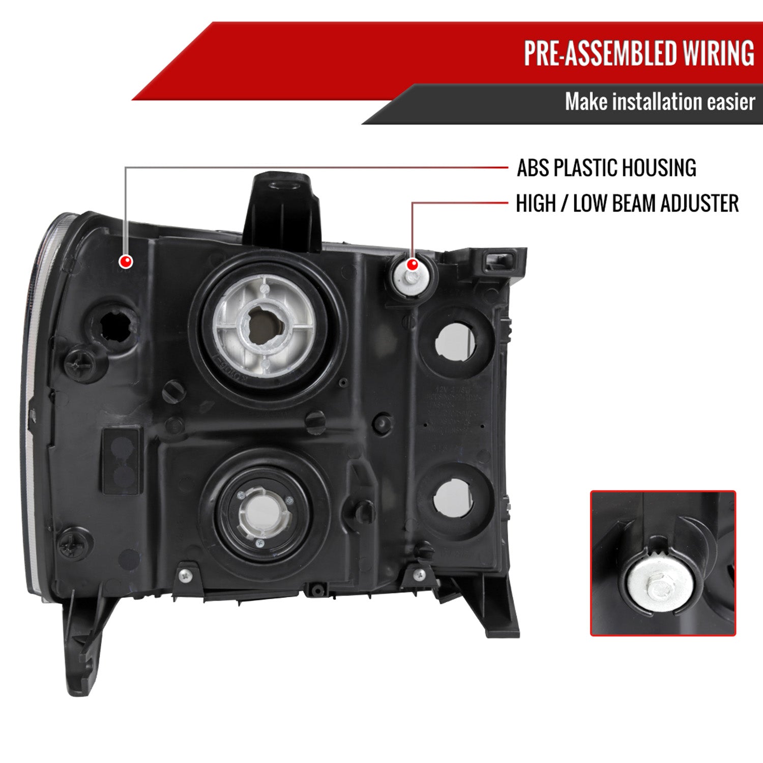 2007-2014 GMC Sierra Factory Style Headlights Matte Black Housing/Clear Lens