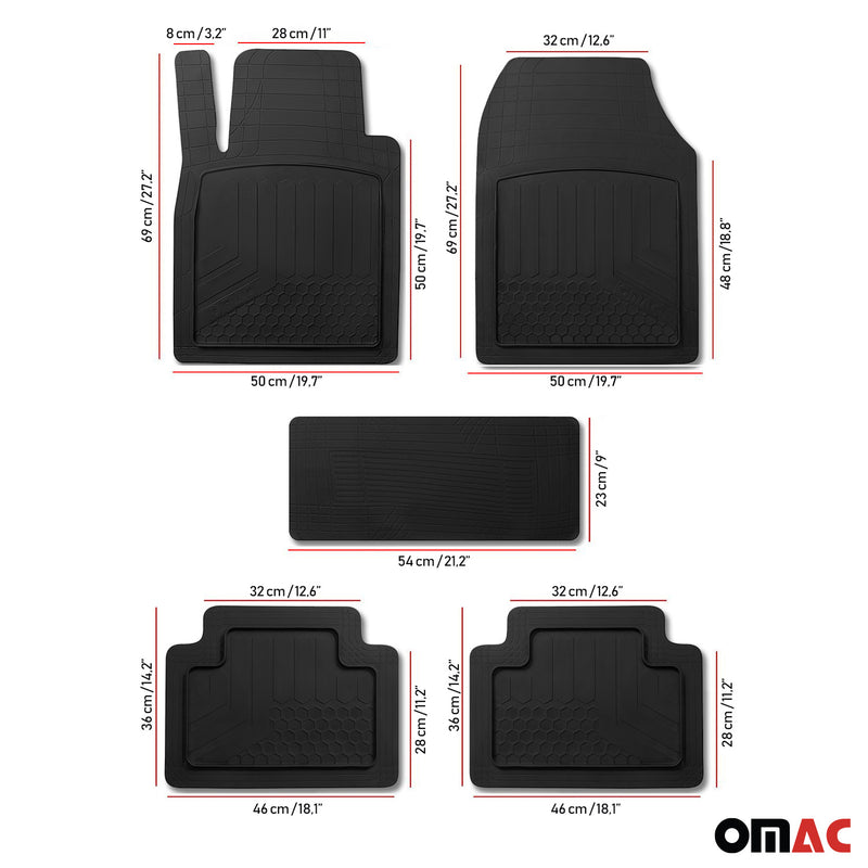 Ford Focus Semi-Custom fit Floor Mats Liner All Weather 3D Black Waterproof 5Pcs