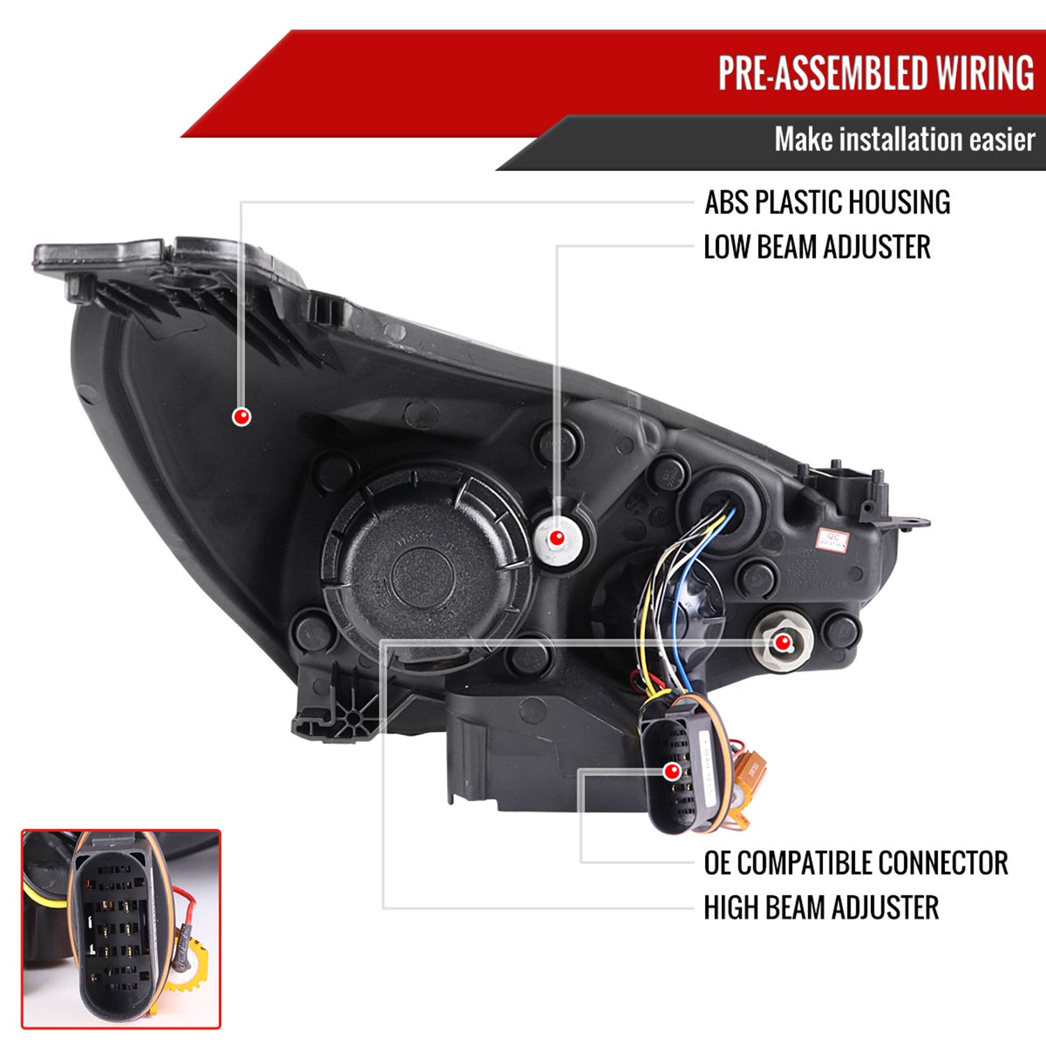 2015-2018 Ford Focus LED Sequential Signal Projector Headlights Matt Black