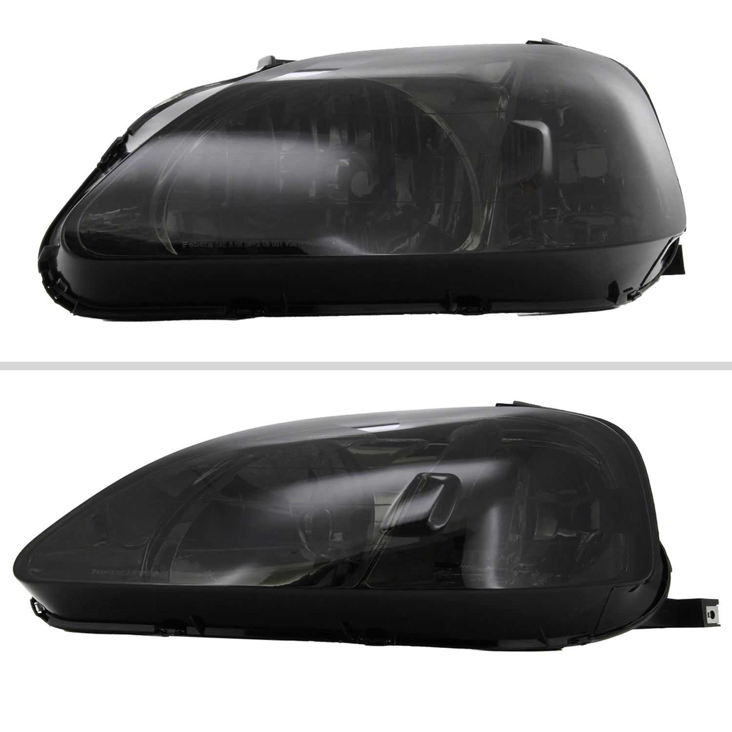 1999-2000 Honda Civic Factory Style Crystal Headlights Chrome/Smoke Lens