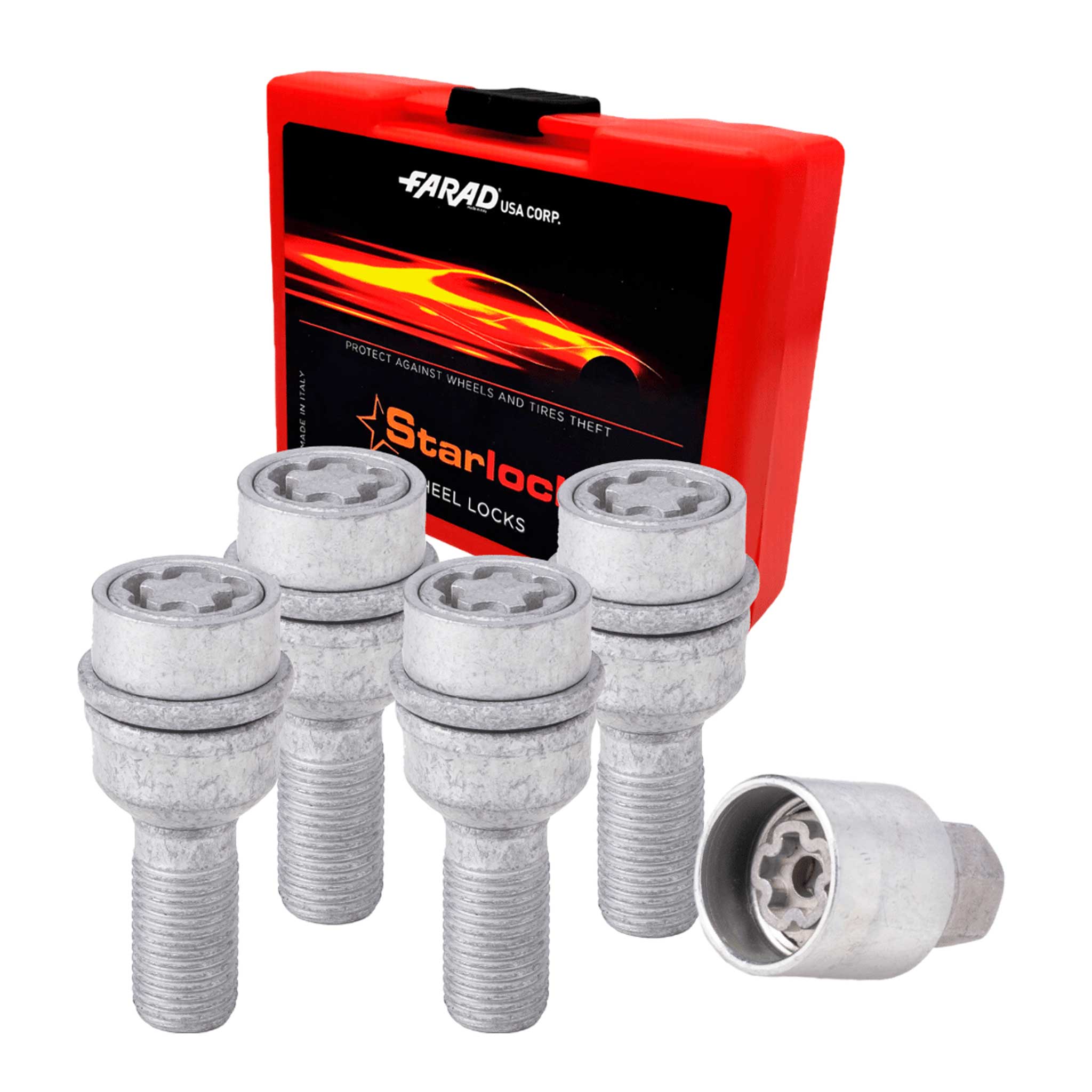 Wheel Lock Kit for Audi Q6 E-Tron Q7 Q8 M14X1,5 Galvanized Silver 4Locks&1Key