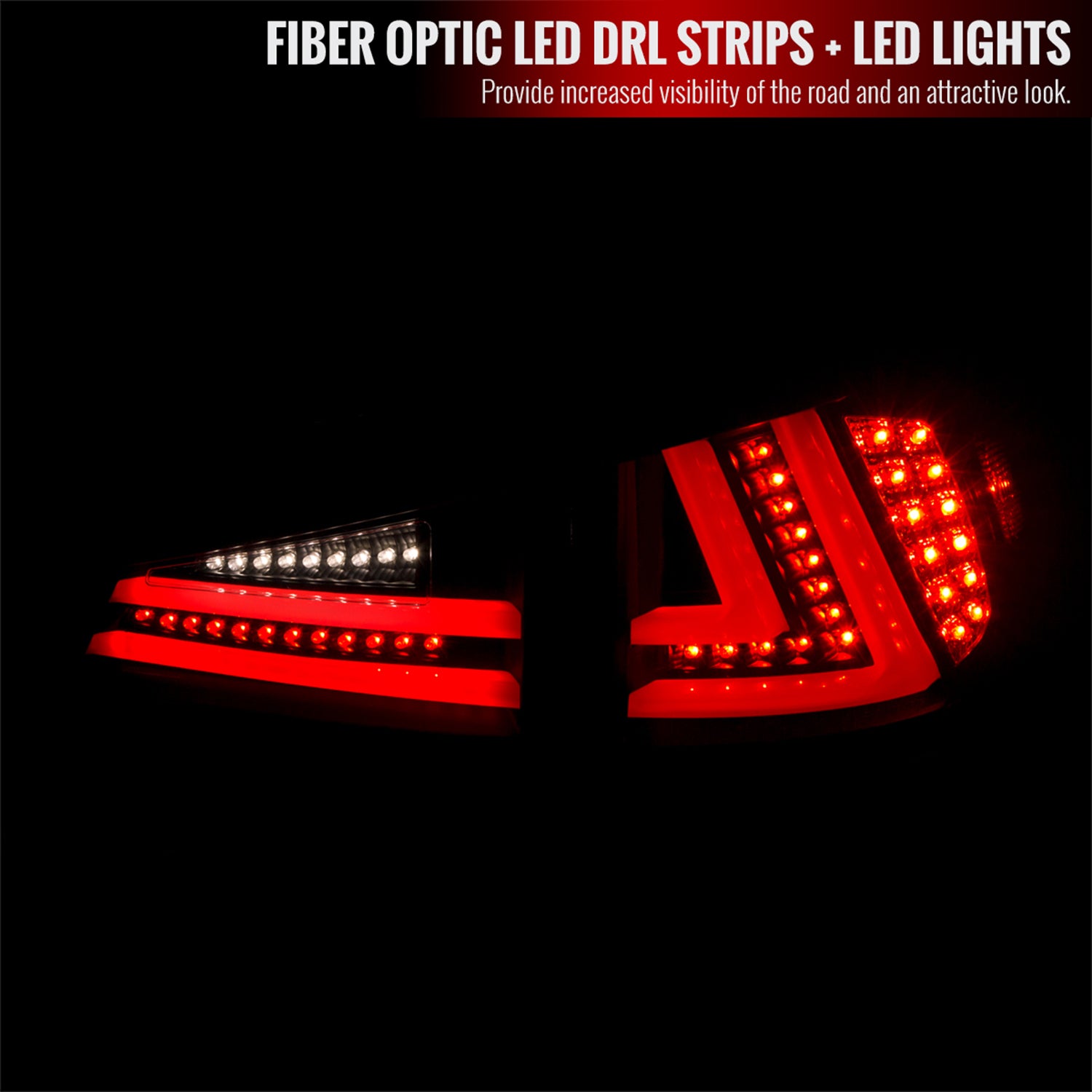 2006-2008 Lexus IS250/IS350 LED Tail and Trunk Lights Matte Black/Clear Lens