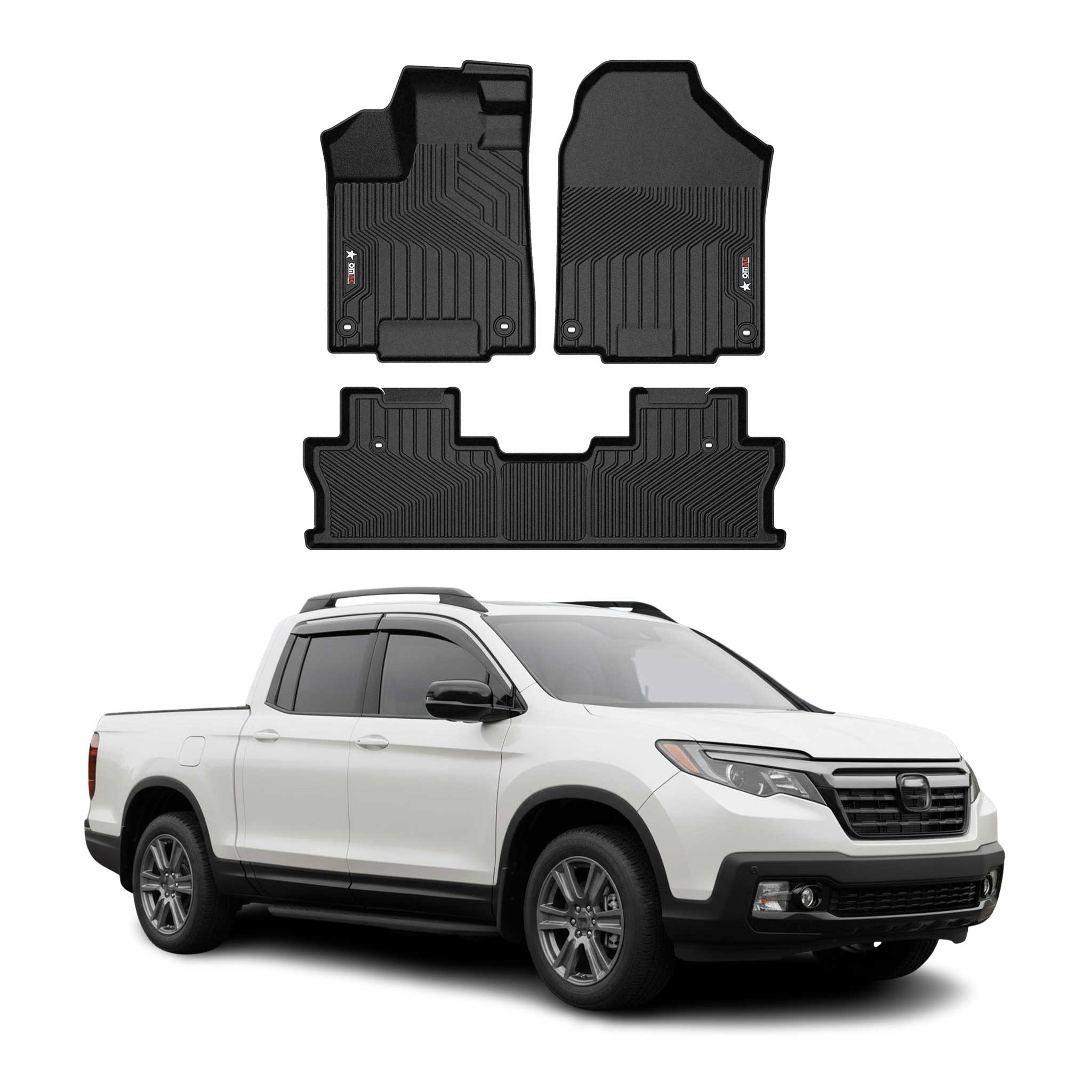2017-2025 Honda Ridgeline Premium Floor Mats Liners First and Second Row Set