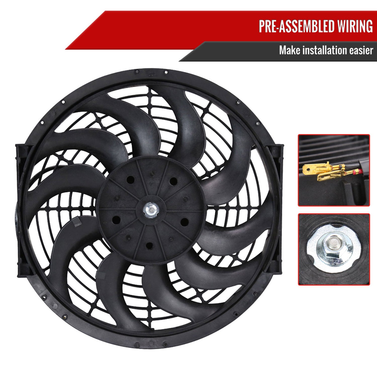 Universal 12 Inch 12V/80W Radiator Cooling Fan Kit