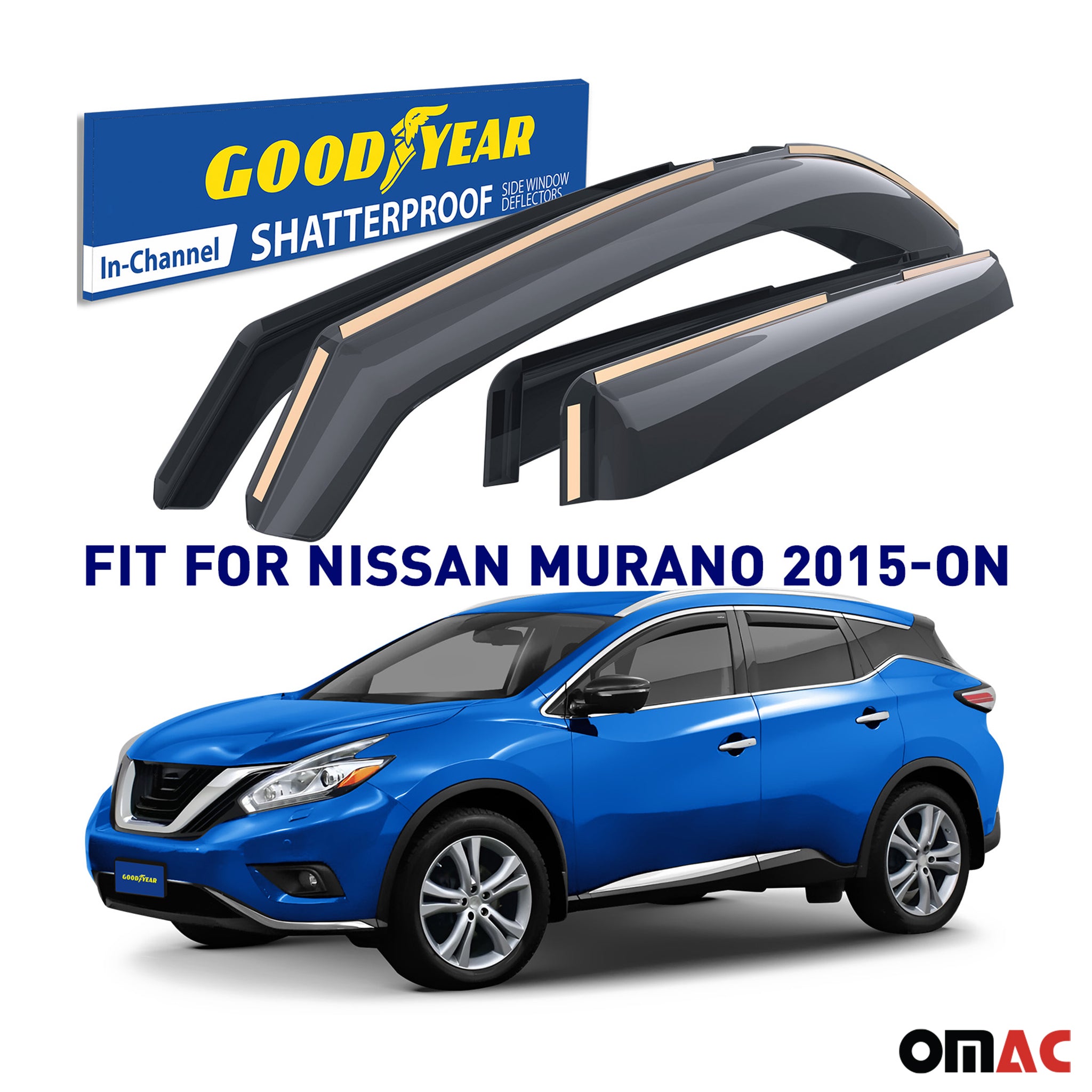 Goodyear Wind Deflectors for Nissan Murano 2015-2024 In-channel Premium Smoke 4x