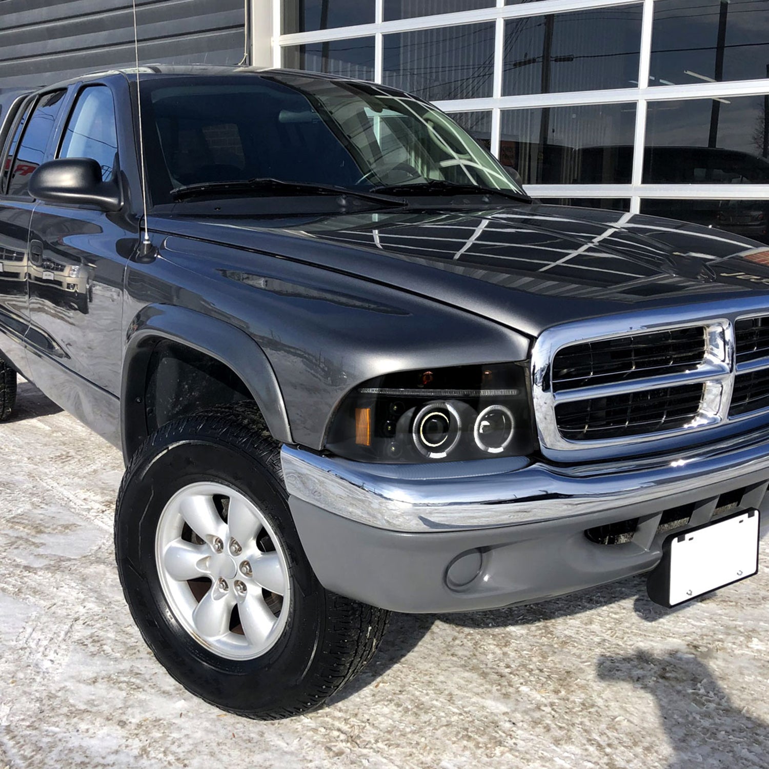 1997-2004 Dodge Dakota/ 98-2003 Durango Dual Halo Projector Headlights Jet Black