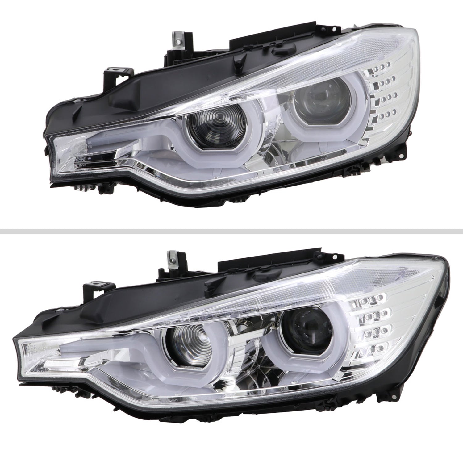 2012-2015 BMW F30 3 Series Sedan Dual U-Bar Headlights LED Signal Lights Chrome