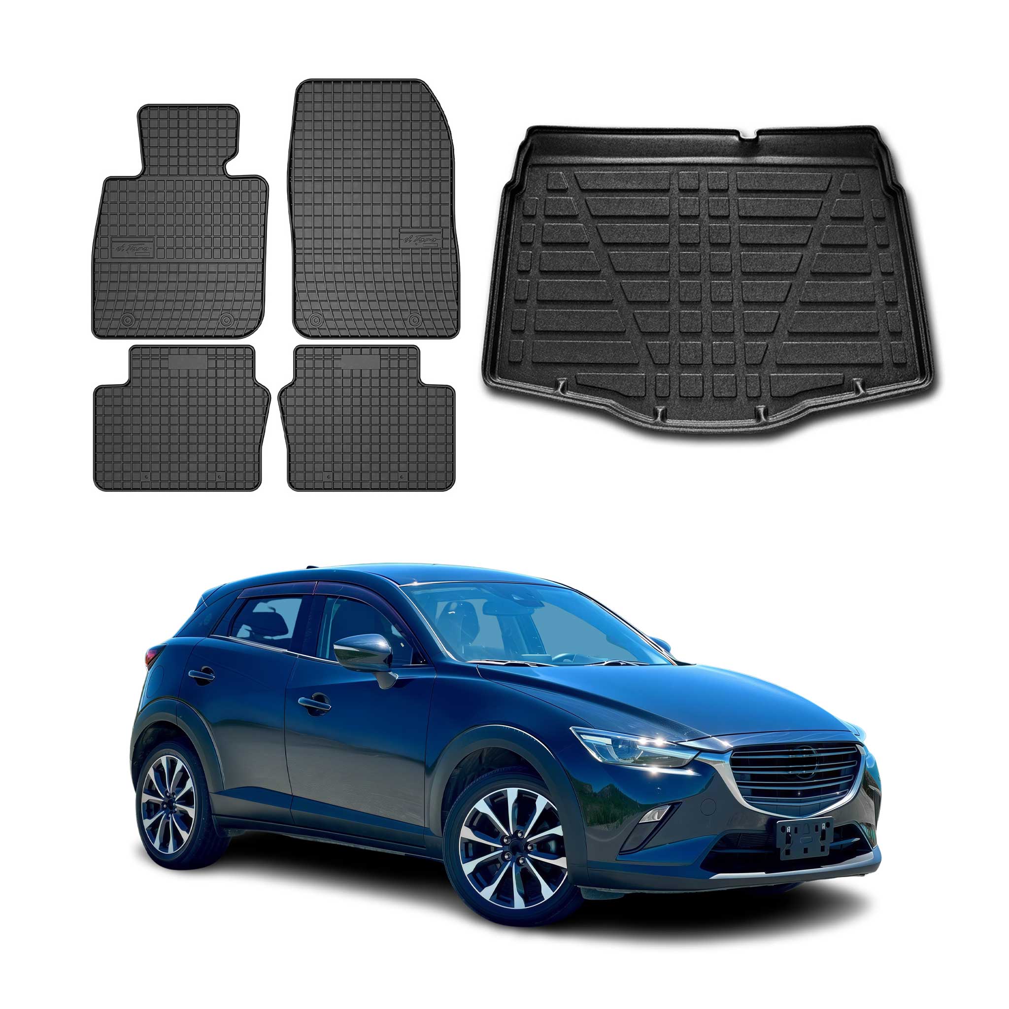 2016-2021 Mazda CX-3 Floor Mats & Cargo Liner Full Set All Weather Black