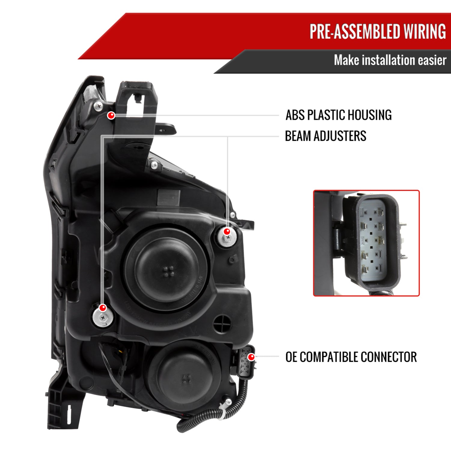 2010-2016 Cadillac SRX Projector Headlights Turn Signal LED Bar Chrome