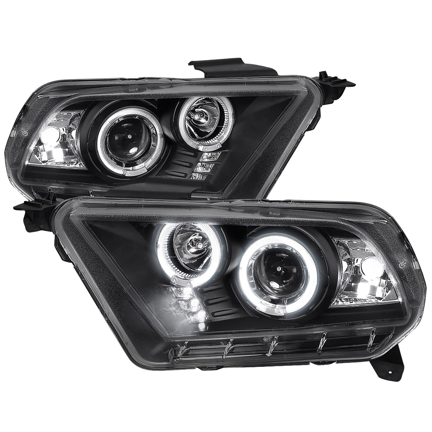2010-2014 Ford Mustang Dual Halo Projector Headlights Matte Black/Clear Lens