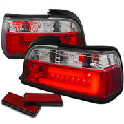 1992-1998 BMW E36 3 Series Coupe/Convertible LED Tail Lights Chrome/Red Clear