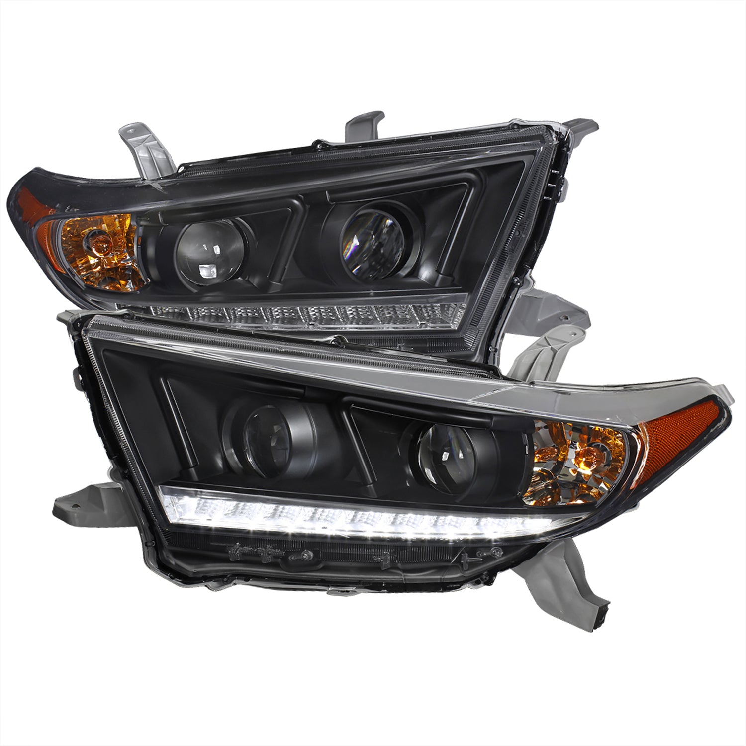 2011-2013 Toyota Highlander Projector Headlights SMD LED Light Strip Black