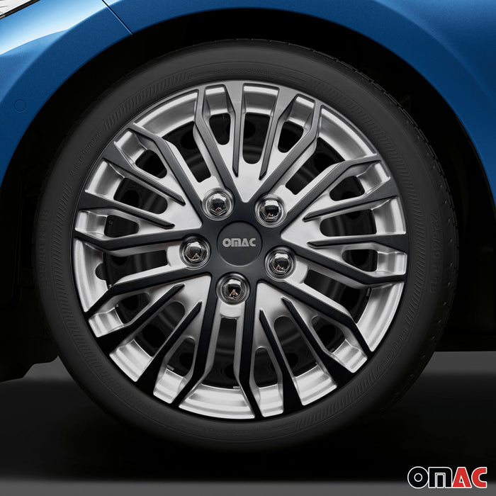 14" Wheel Covers Guard Hub Caps Durable Snap On ABS Silver Matt Black 4x