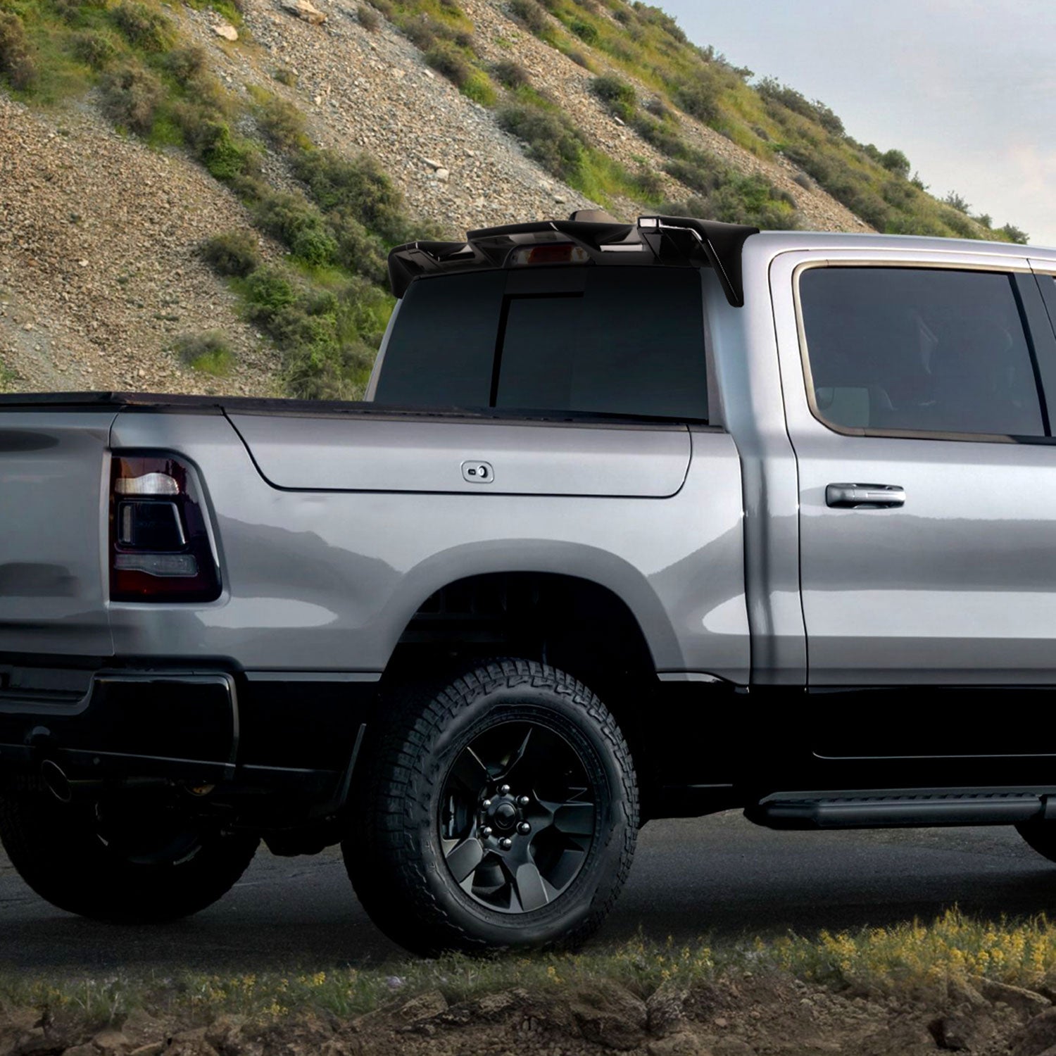 2013-2018 Dodge RAM 1500 Rear Roof Glossy Black Truck Spoiler Wing Kit