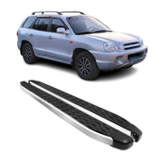 2007-2012 Hyundai Santa Fe Running Boards Side Steps Silver & Black