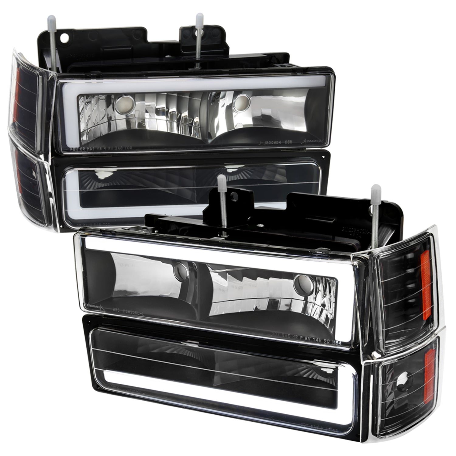 1994-1998 Chevy C10 C/K Tahoe Suburban LED Headlights &Corner Lights Black