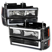 1994-1998 Chevy C10 C/K Tahoe Suburban LED Headlights &Corner Lights Black