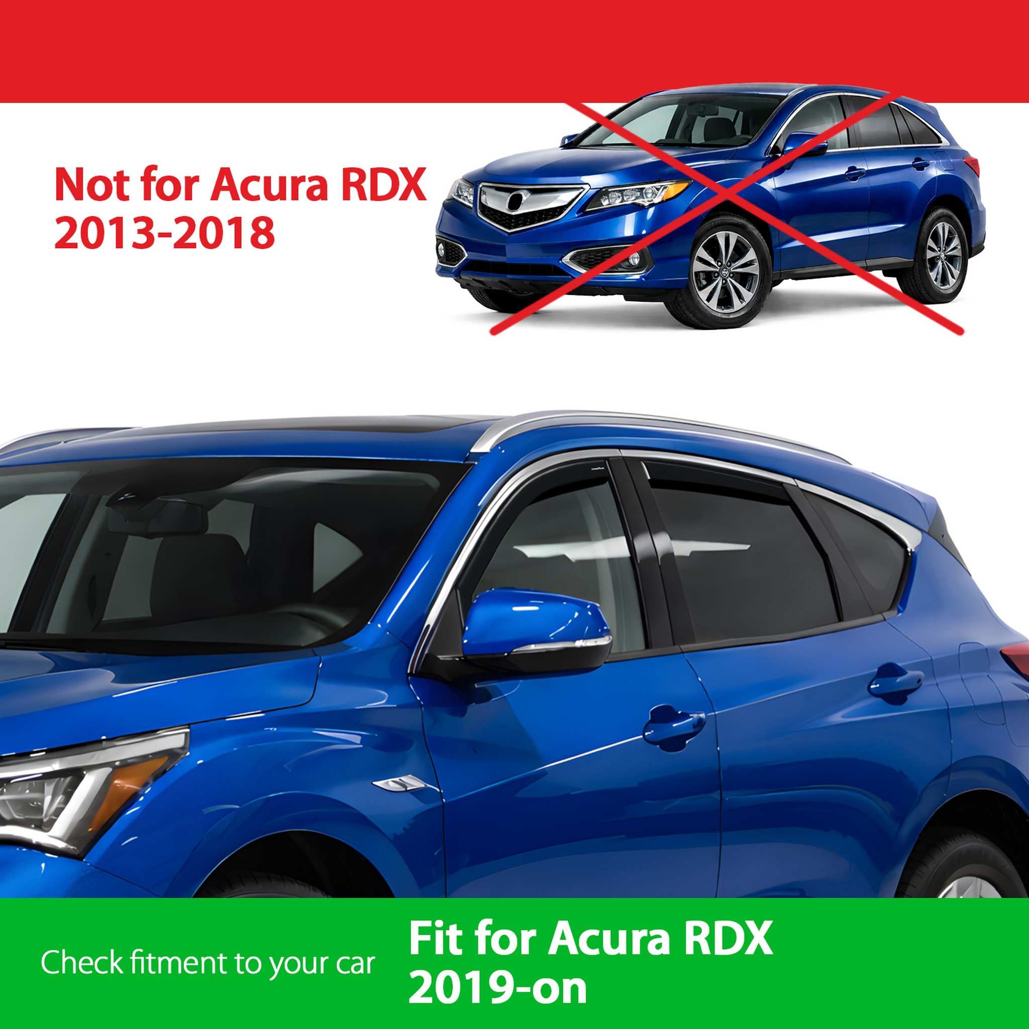 Goodyear Wind Deflectors for Acura RDX 2019-2026 In-channel Premium Smoke 4Pcs