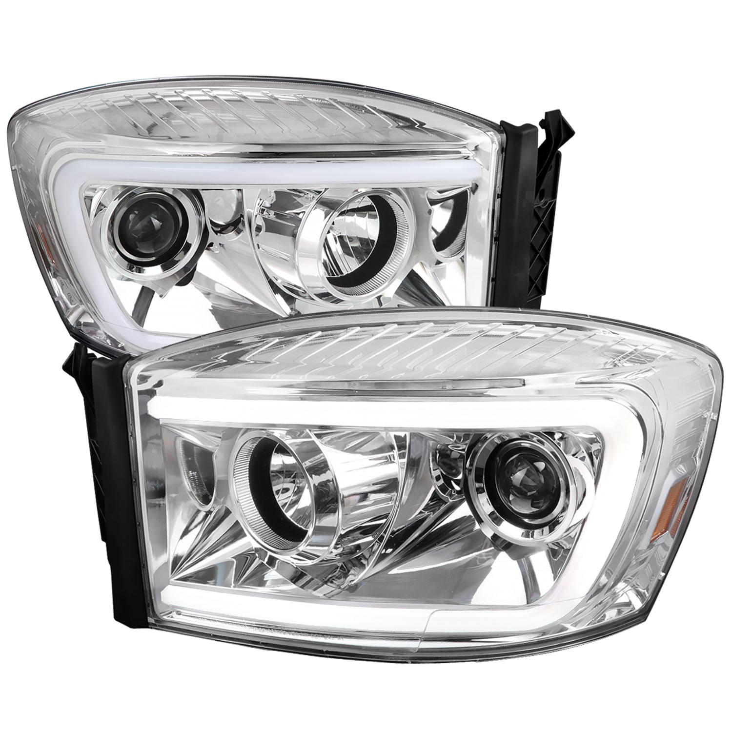 2006-2008 Dodge RAM 1500/ 06-2009 2500 3500 LED CBar Projector Headlights Chrome