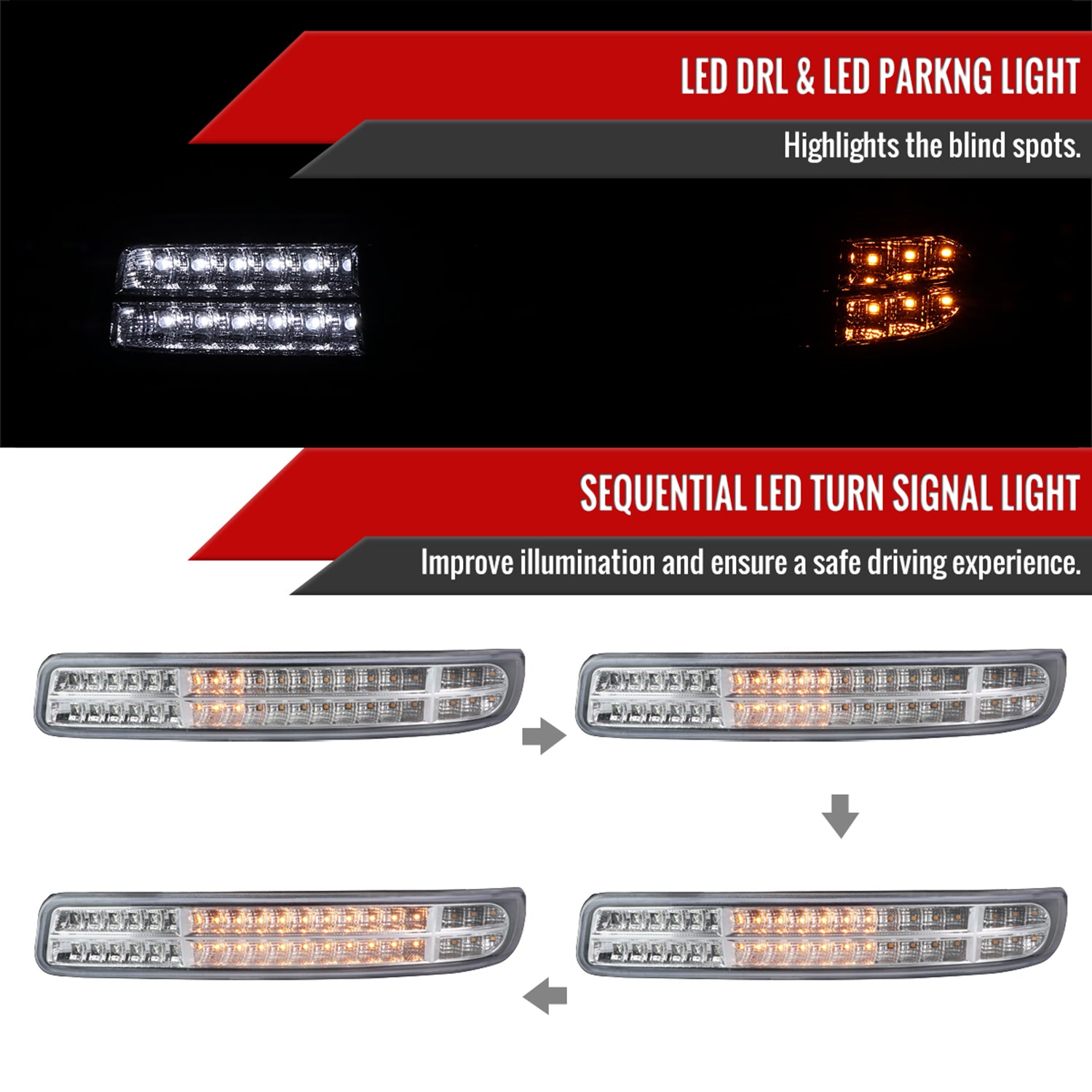 1999-2006 GMC Sierra/ Yukon/Yukon XL Dual Halo Headlights LED Chrome