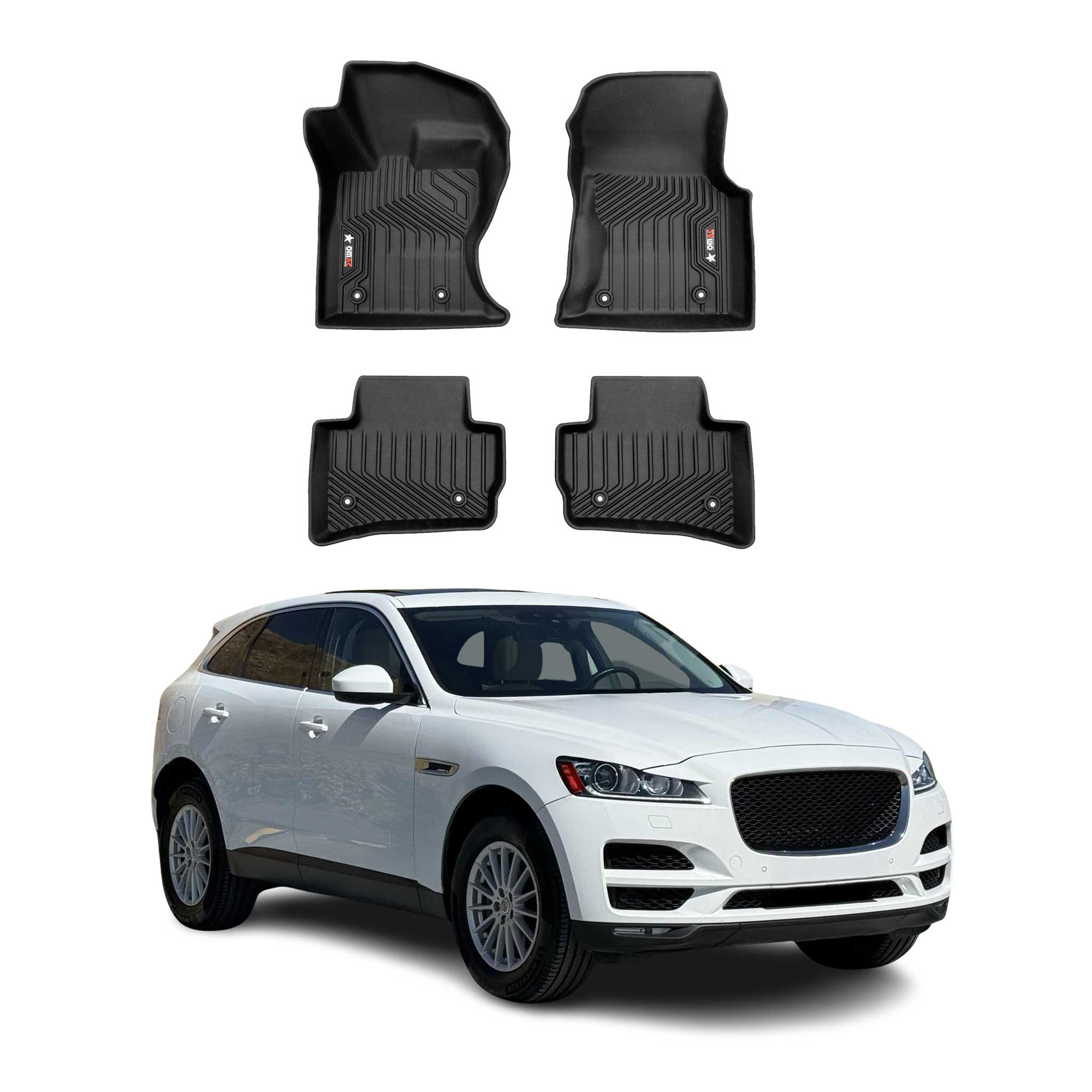 2017-2026 Jaguar F-Pace Premium Floor Mats Liners First and Second Row Set Black