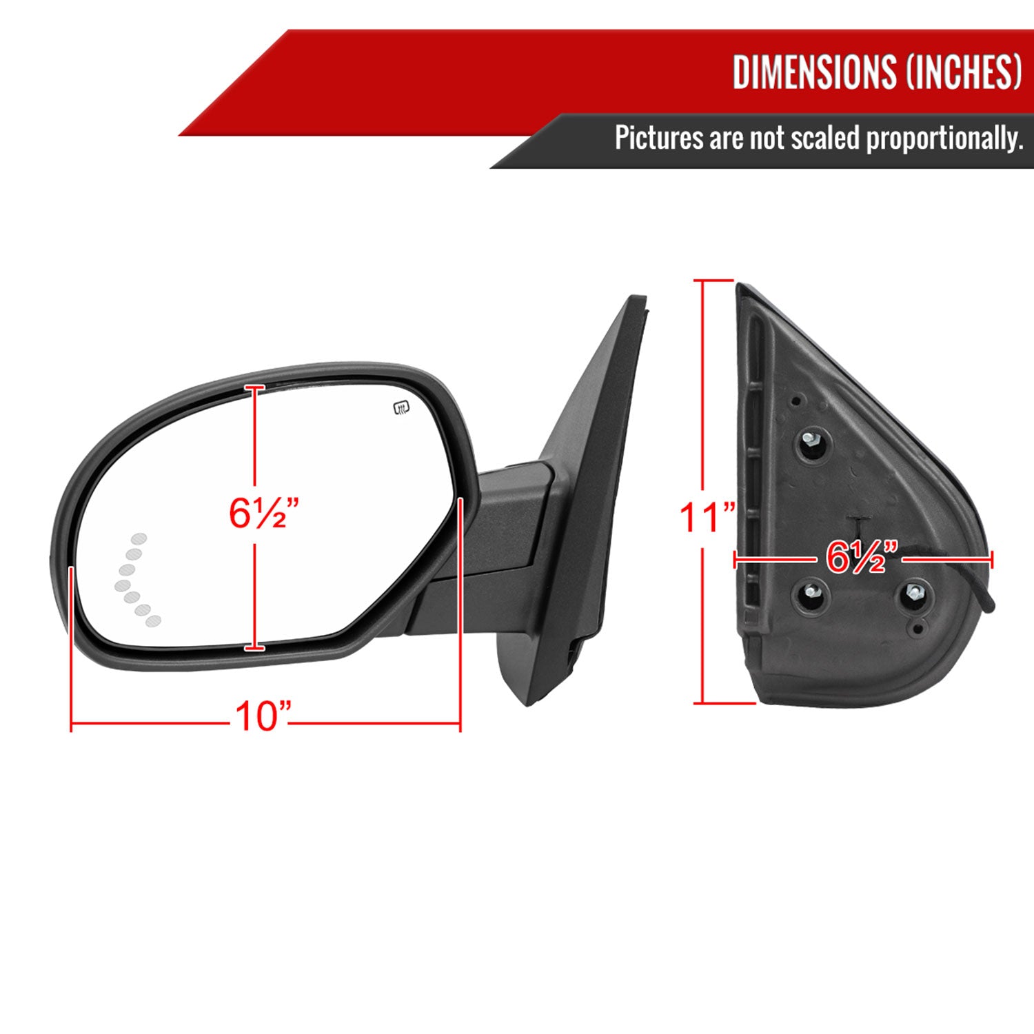 2007-2013 Chevy Silverado GMC Sierra Black Auto-Fold&Heated Side Mirror Driver