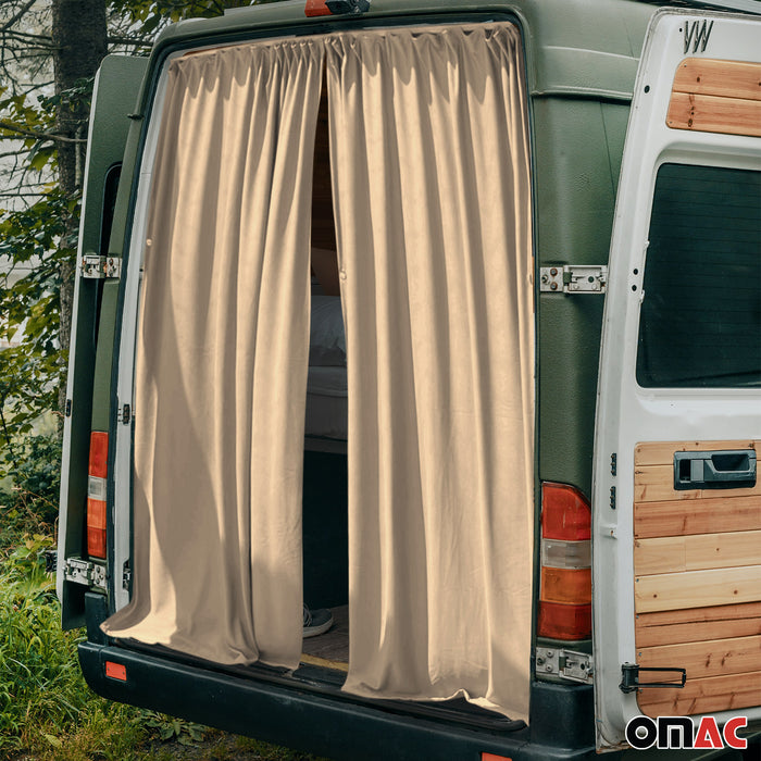 Trunk Tailgate Curtains for Chevrolet Express Beige 2 Privacy Curtains