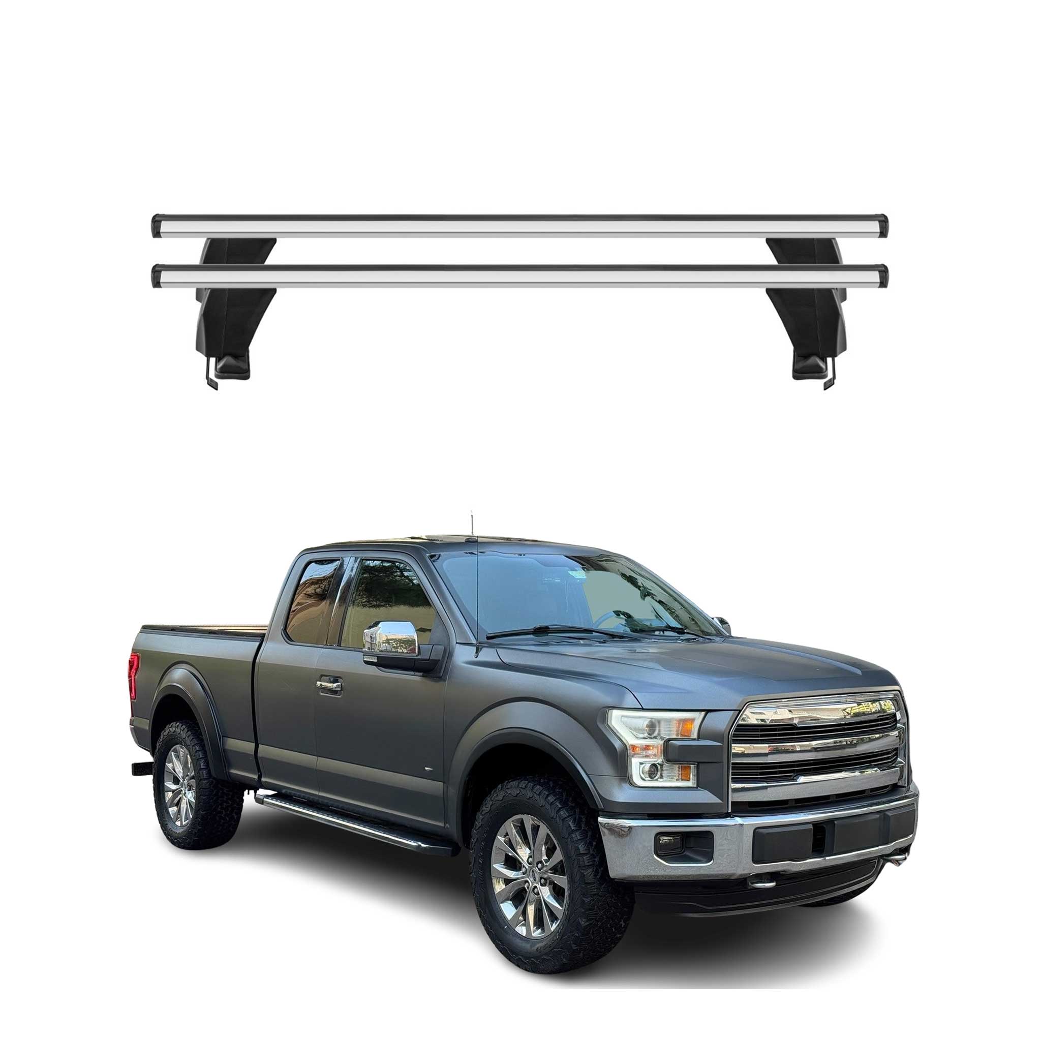 2015-2026 Ford F150 SuperCab Roof Rack Cross Bars Silver