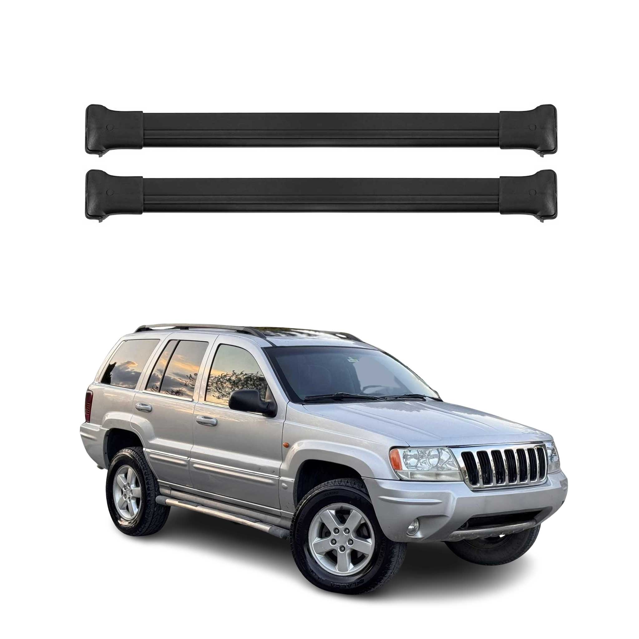 1999-2004 Jeep Grand Cherokee Roof Rack Cross Bars Black