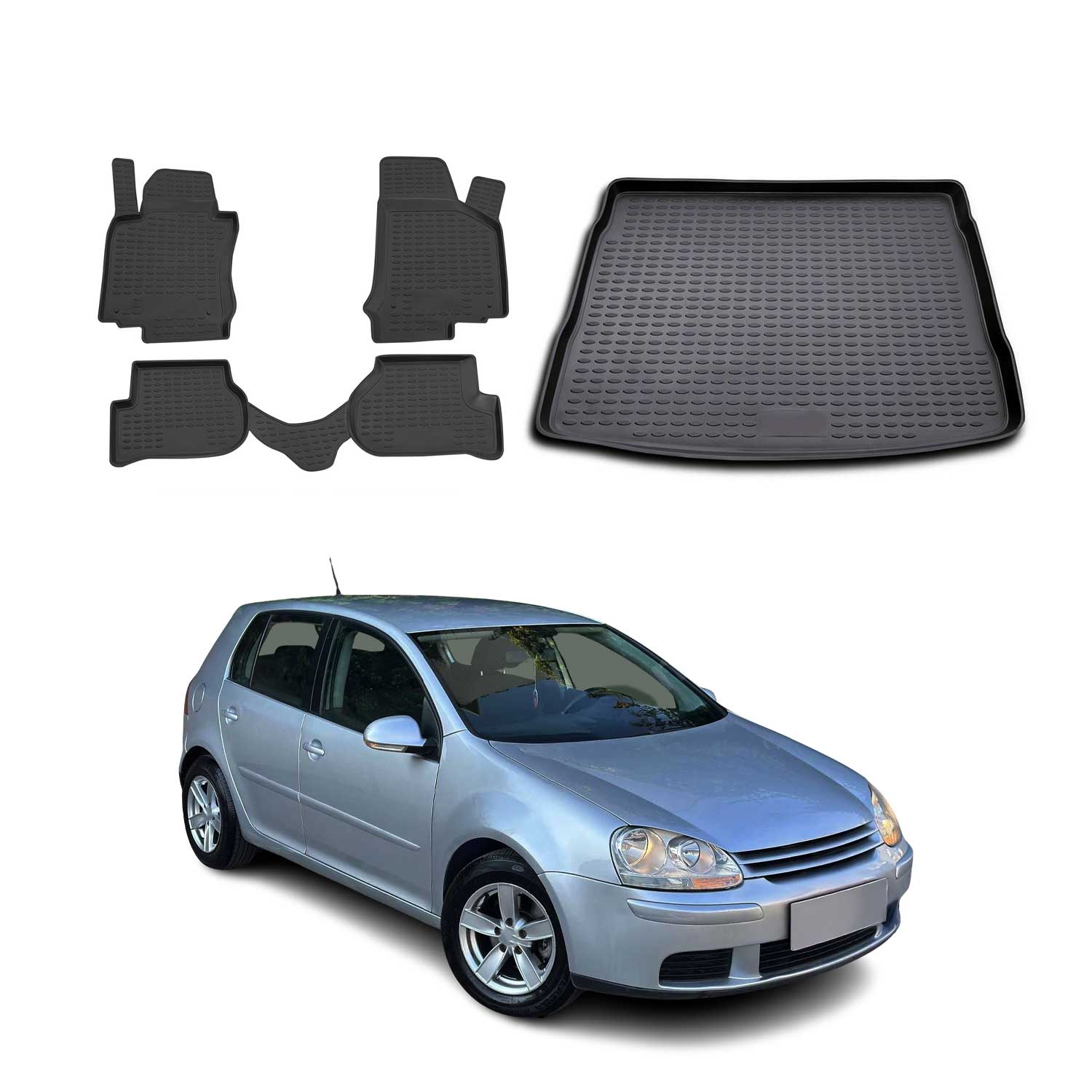 2006-2014 VW Rabbit/ GTI 2/4 Door Custom Floor Mats & Cargo Liners Black 5x