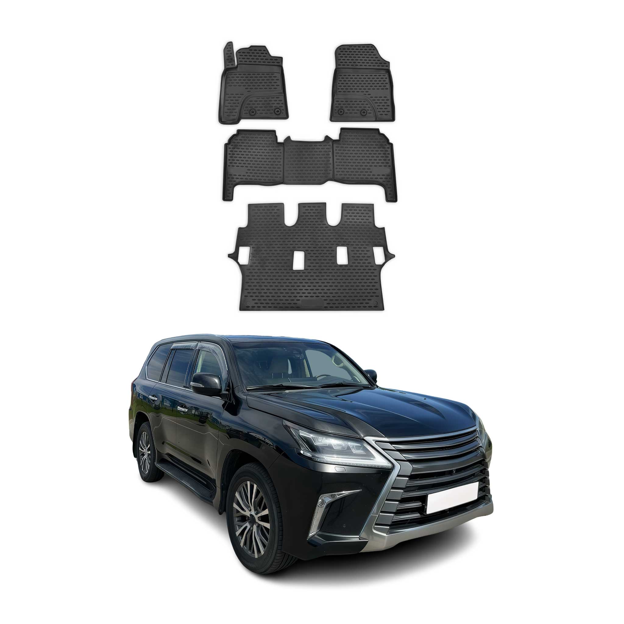 2012-2015 Lexus LX 570 Floor Mats Liners Full Set All Weather Black