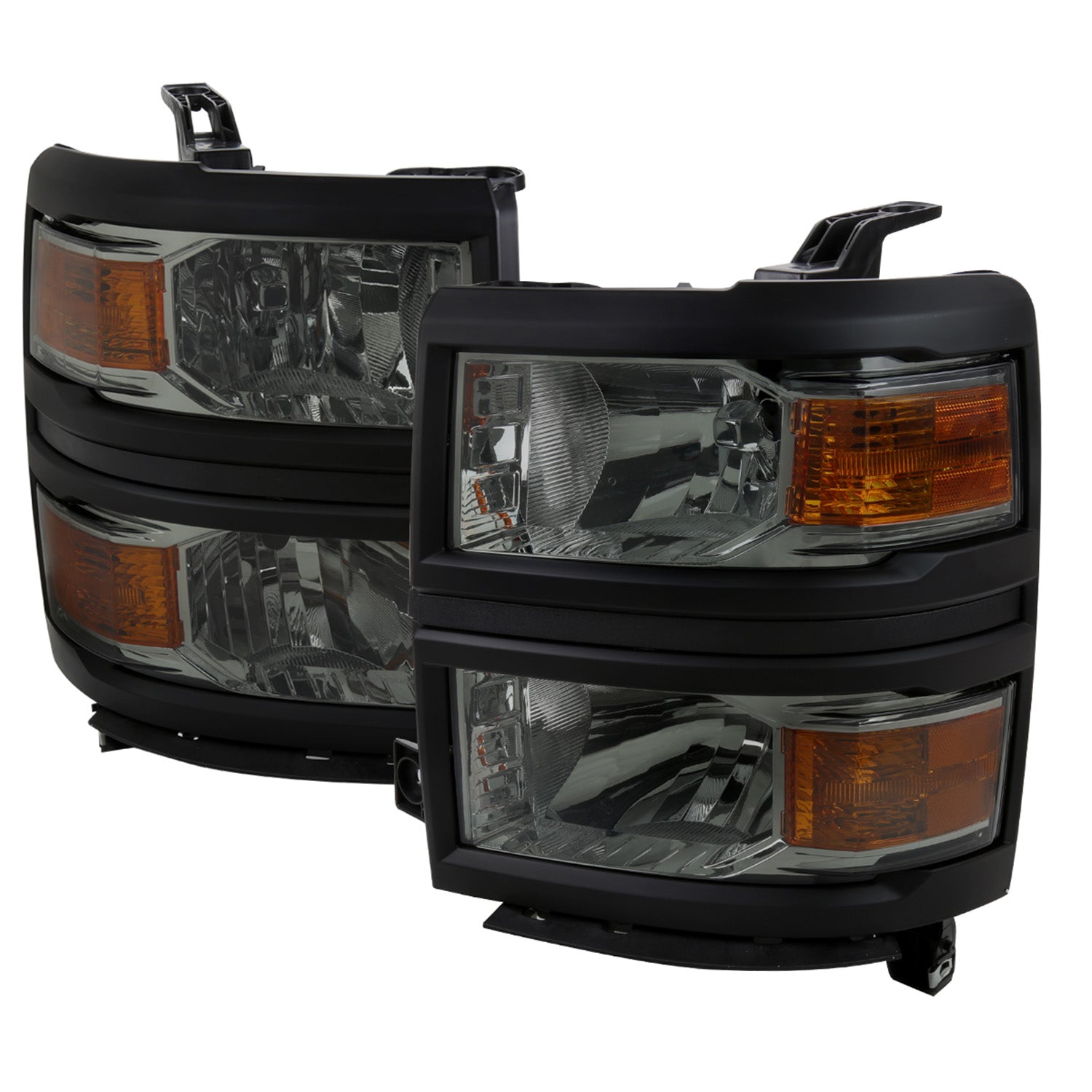 2014-2015 Chevy Silverado 1500 Factory Headlights Black Chrome/Light Smoke