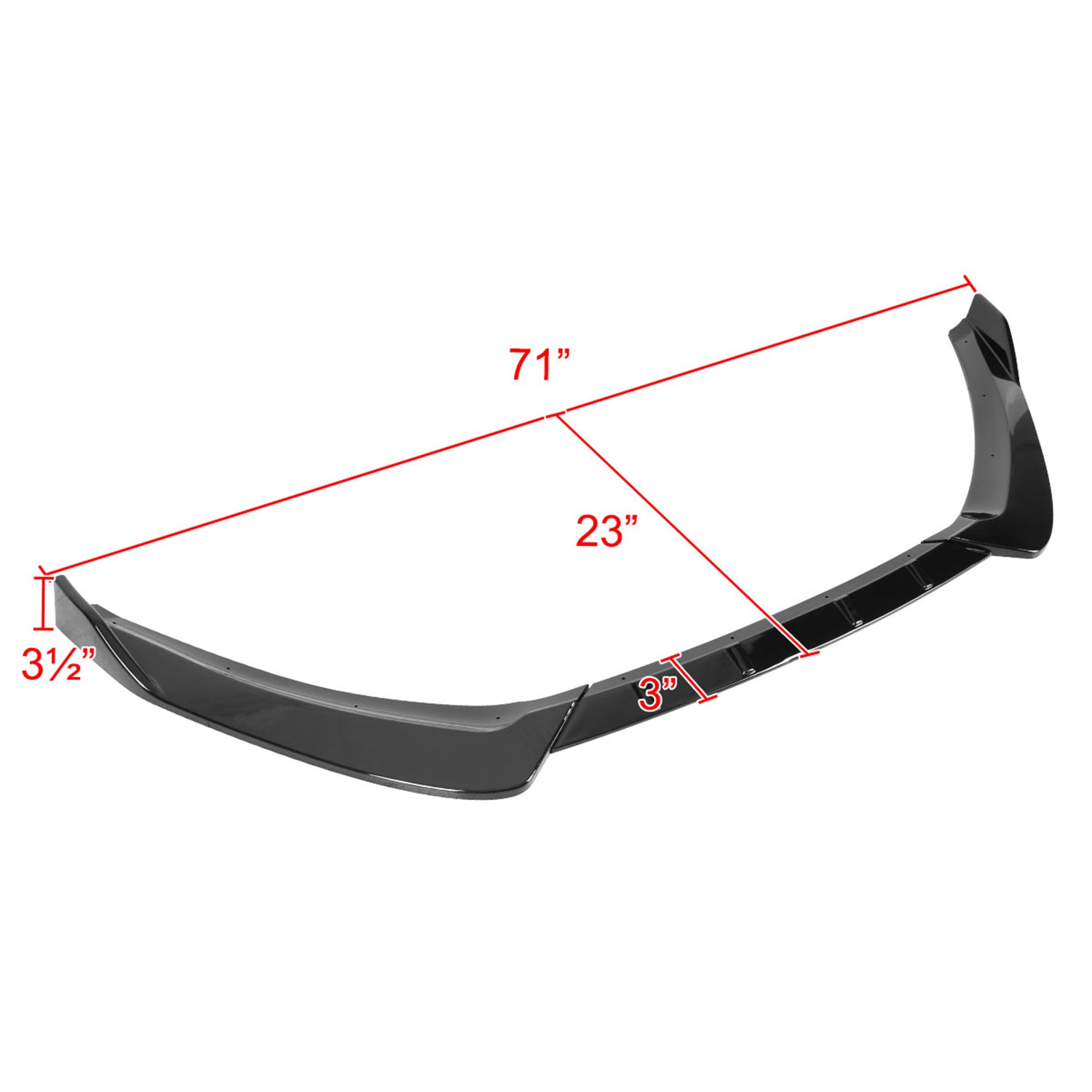 2017-2018 Ford Fusion Glossy Black Polypropylene 3Pcs Front Bumper Lip Set