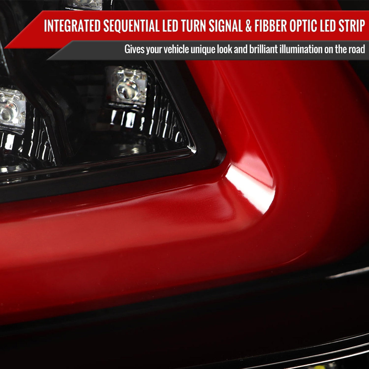 2015-2021 Subaru WRX Sequential Red Bar LED Tail Lights Jet Black/Clear Lens